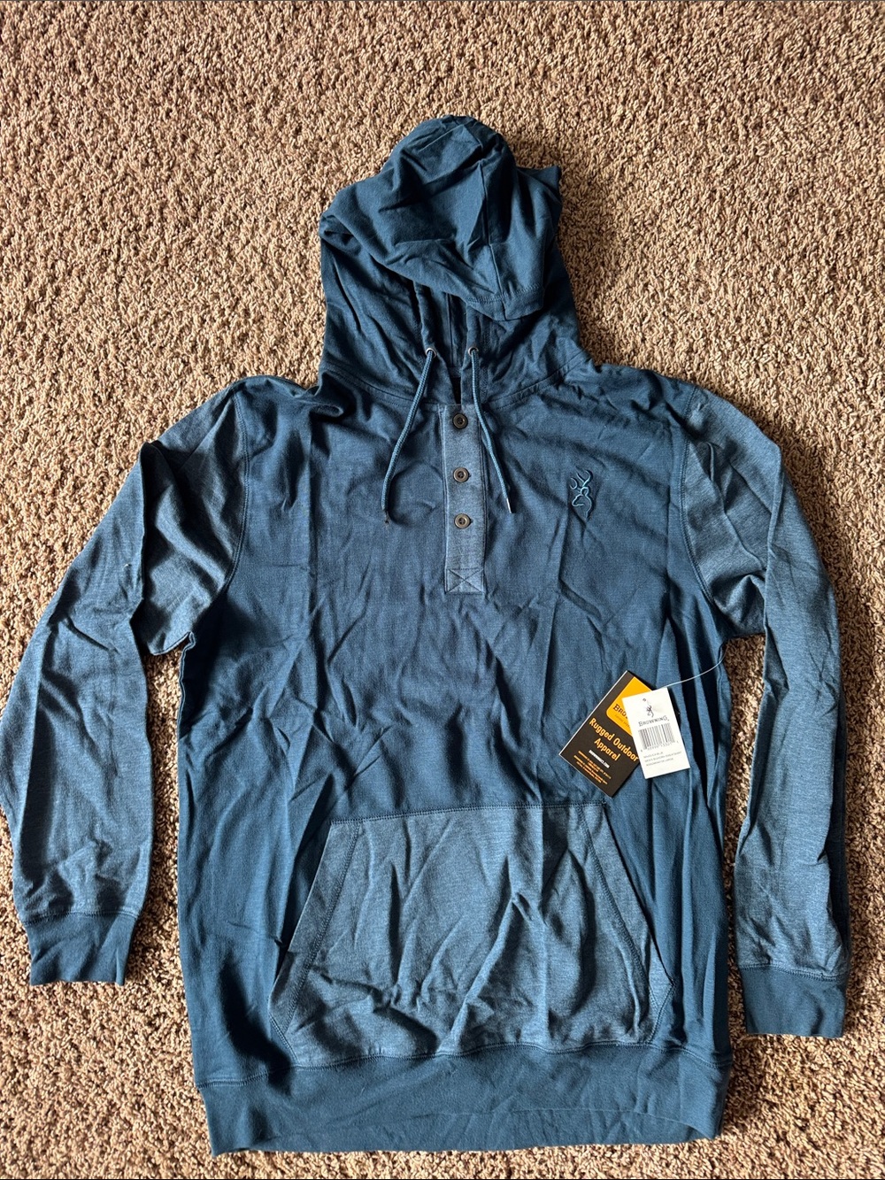 Browning Men's Navy Blue Hooded Henley Pullover